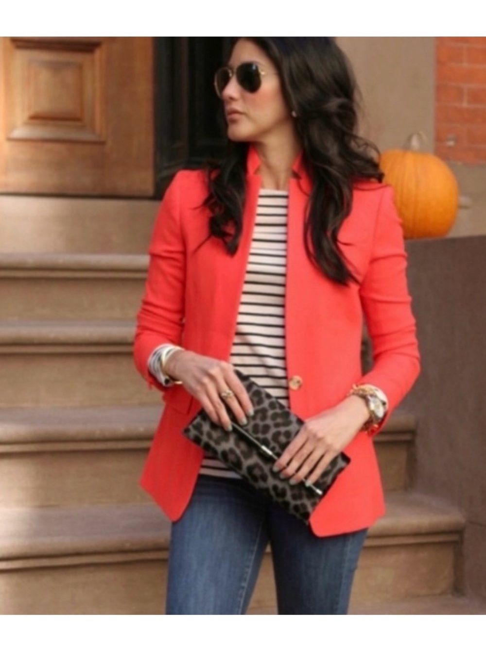 J. Crew Regent Wool Blazer in Orange Red